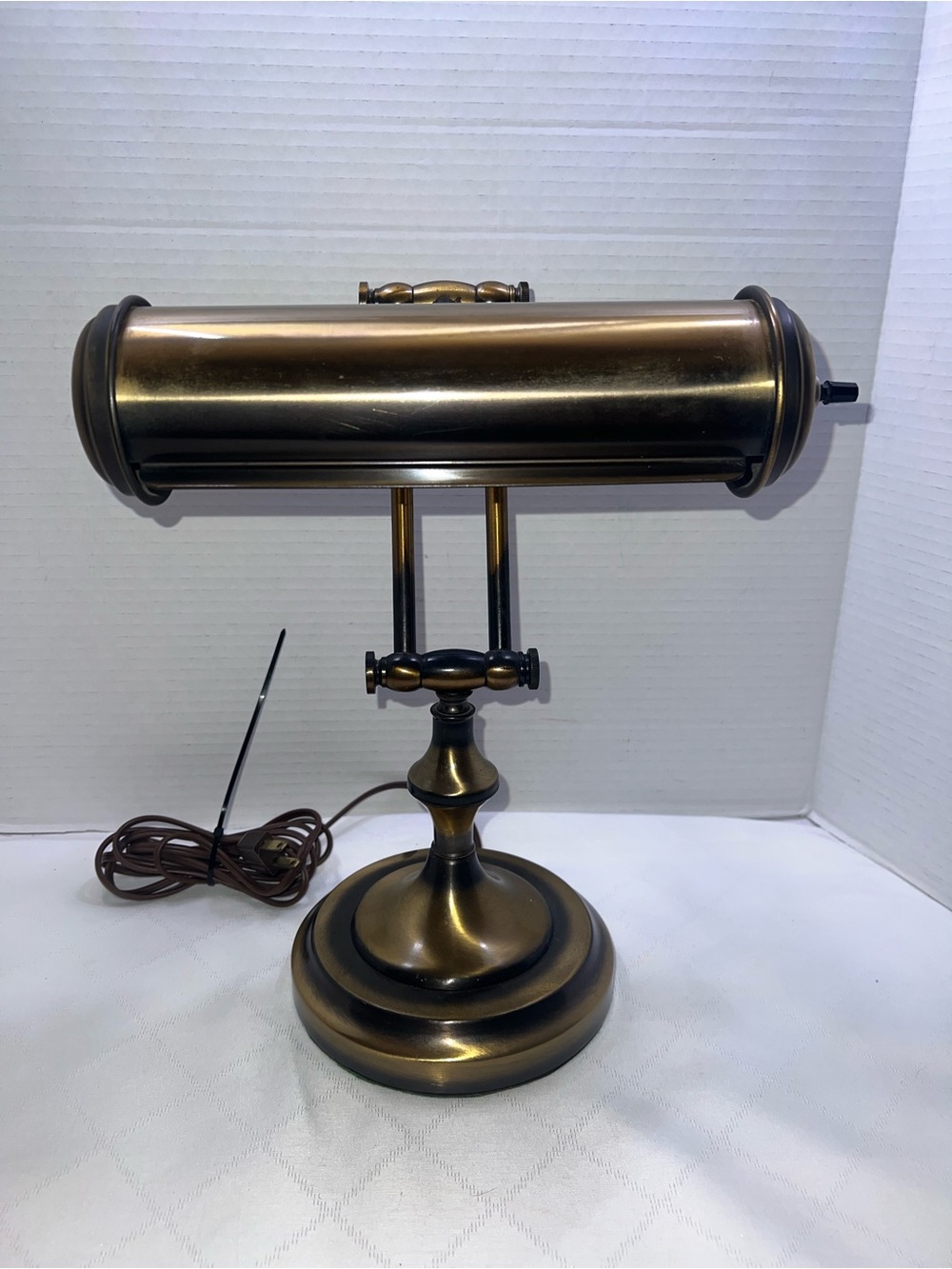 Vintage Bankers Desk Lamp Brass Portable Adjustable Light Office Piano Library